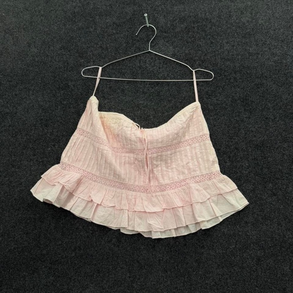 Boutique Women's Medium pink ruffle lace cotton cottagecore skirt